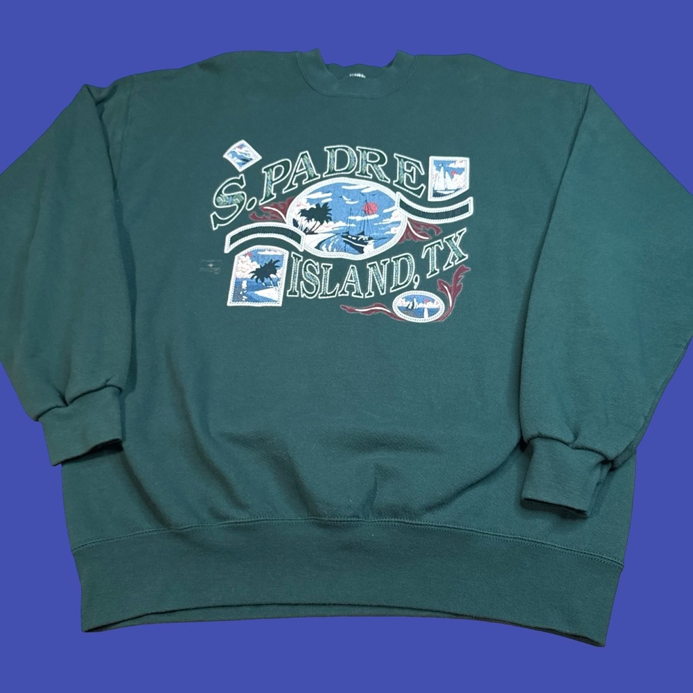 Vtg South Padre Island XL Sailboat Sweatshirt Texas Nautical Coastal Crewneck